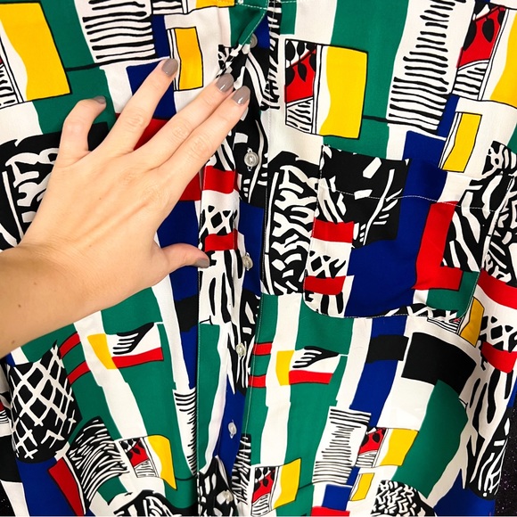 Yves St. Clair retro colorblock button down - Picture 4 of 10